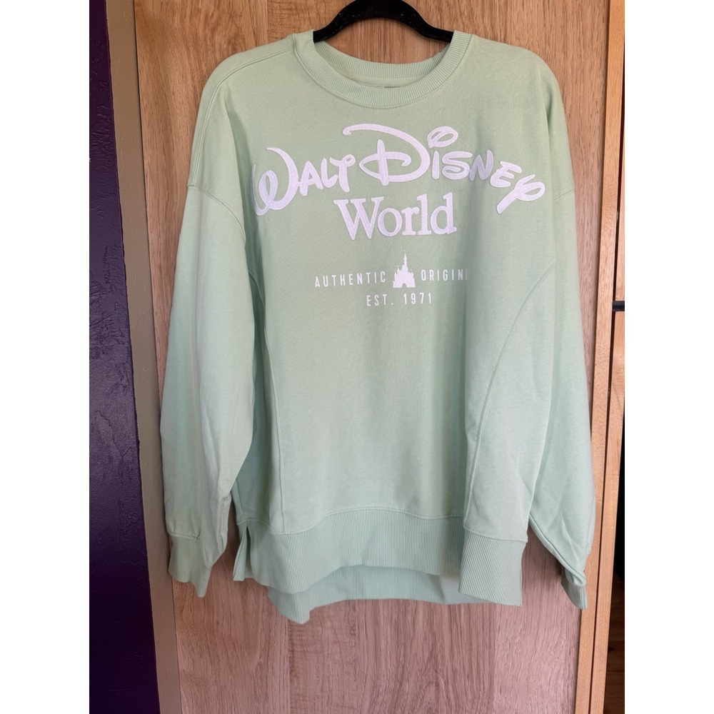 Disney Parks Walt Disney World Green Castle Sweatshirt Crewneck XL NWT